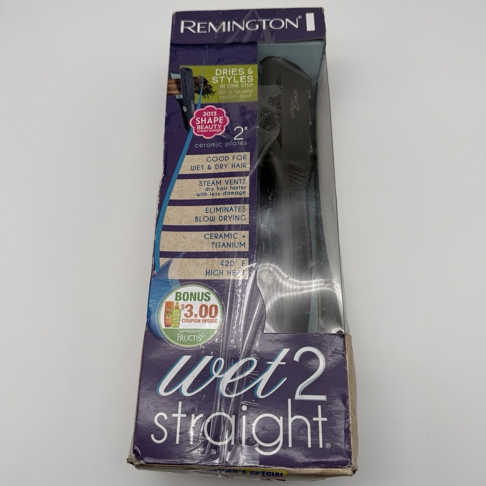 Remington Wet 2 Straight Flat Iron 2" Dries & Straightens Hair New RARE FIND